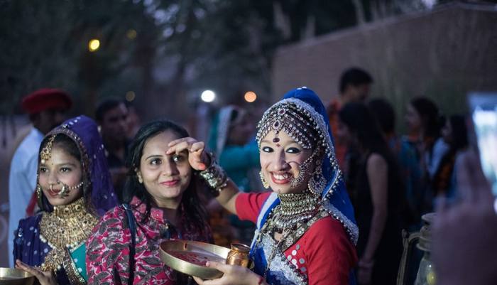 Folk dancers in traditional Rajasthani dress